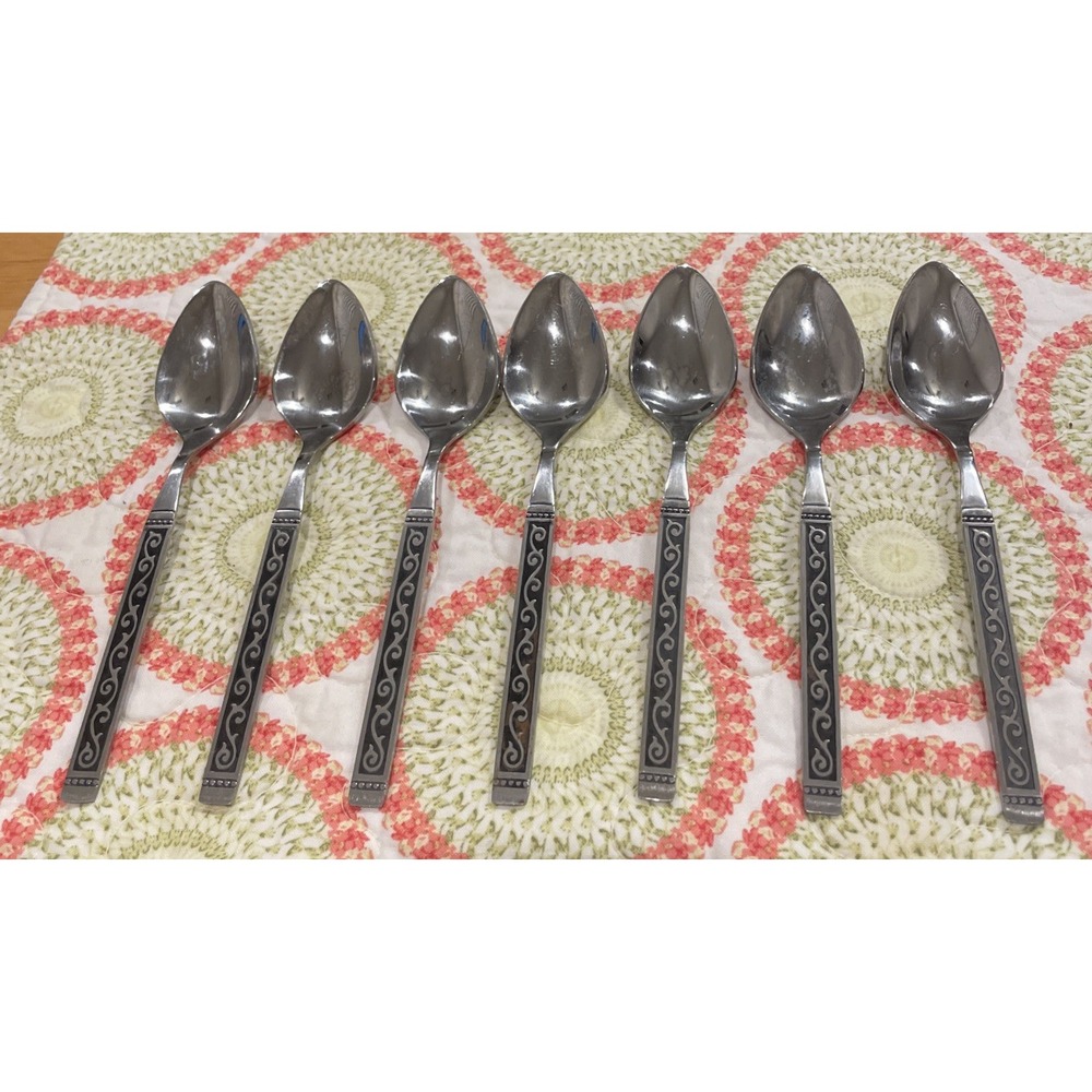 Oneida 1881‎ Roger Spanish Court Teaspoons Spoons Stainless Set Of 7